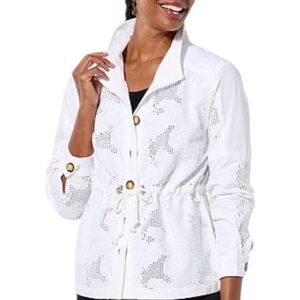 NWT LACEY CHABERT WHITE 100% COTTON LACE JACKET SZ 1X